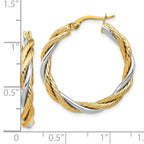 Leslie's 14K w/White Rhodium Polished Twisted Hoop Earrings - Image 2