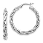 Leslie's 14K w/White Rhodium Polished Twisted Hoop Earrings