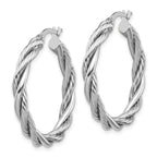 Leslie's 14K w/White Rhodium Polished Twisted Hoop Earrings - Image 2