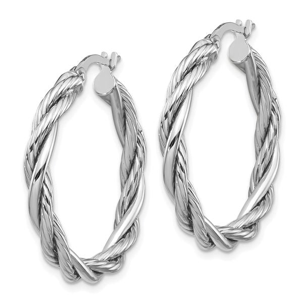 Leslie's 14K w/White Rhodium Polished Twisted Hoop Earrings - Image 2