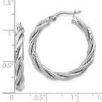 Leslie's 14K w/White Rhodium Polished Twisted Hoop Earrings - Image 4