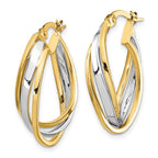 Leslie's 14K with Rhodium Polished Oval Hoop Earrings - Image 2