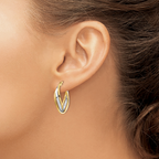 Leslie's 14K with Rhodium Polished Oval Hoop Earrings - Image 3