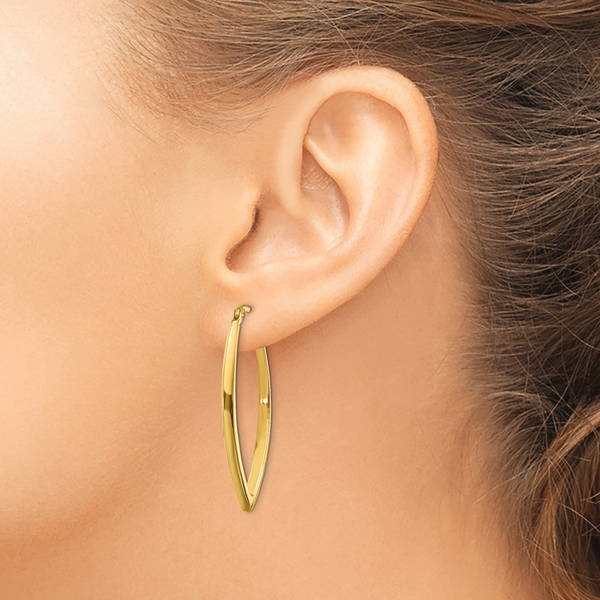 14K Polished Fancy Hoop Earrings - Image 3
