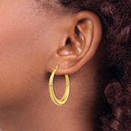 14K Polished Fancy Hoop Earrings - Image 3