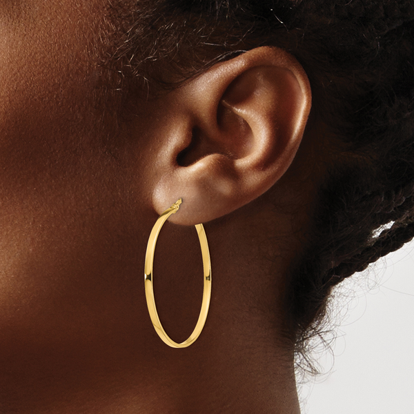 Leslie's 14K 2mm Polished Hoop Earrings - Image 3
