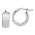 Leslie's 14K w/ White Rhodium Plating 6mm High Polished Huggie Earrings