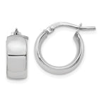 Leslie's 14K w/ White Rhodium Plating 6mm High Polished Huggie Earrings