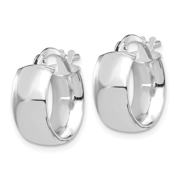 Leslie's 14K w/ White Rhodium Plating 6mm High Polished Huggie Earrings - Image 2