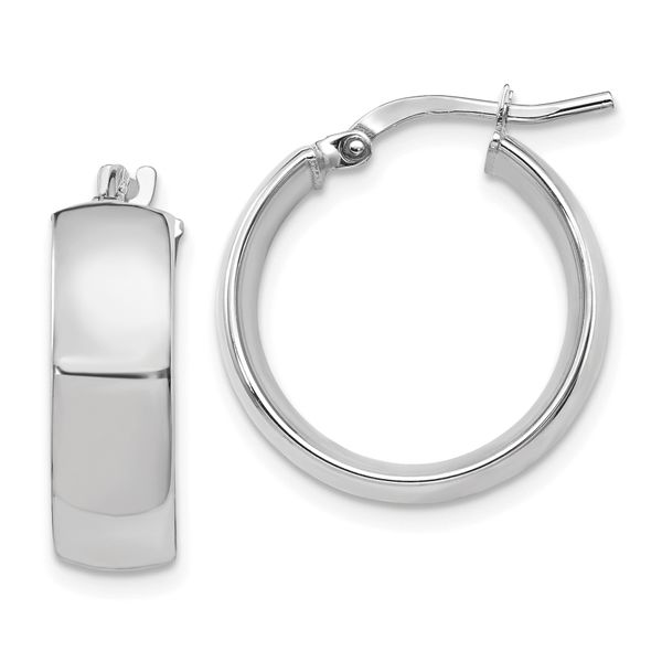 Leslie's 14K w/ White Rhodium Plating 6mm High Polished Hoop Earrings