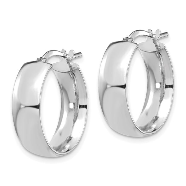 Leslie's 14K w/ White Rhodium Plating 6mm High Polished Hoop Earrings - Image 2