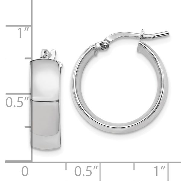 Leslie's 14K w/ White Rhodium Plating 6mm High Polished Hoop Earrings - Image 4