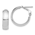 Leslie's 14K with White Rhodium Plating High Polished 6mm Omega Back Hoop Earrings