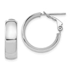 Leslie's 14K with White Rhodium Plating High Polished 6mm Omega Back Hoop Earrings
