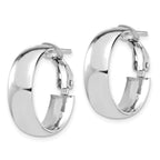 Leslie's 14K with White Rhodium Plating High Polished 6mm Omega Back Hoop Earrings - Image 2