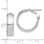 Leslie's 14K with White Rhodium Plating High Polished 6mm Omega Back Hoop Earrings - Image 4