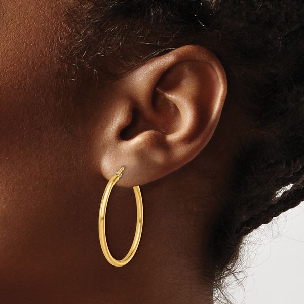 Leslie's 14K 2x30mm Polished Hoop Earrings - Image 3
