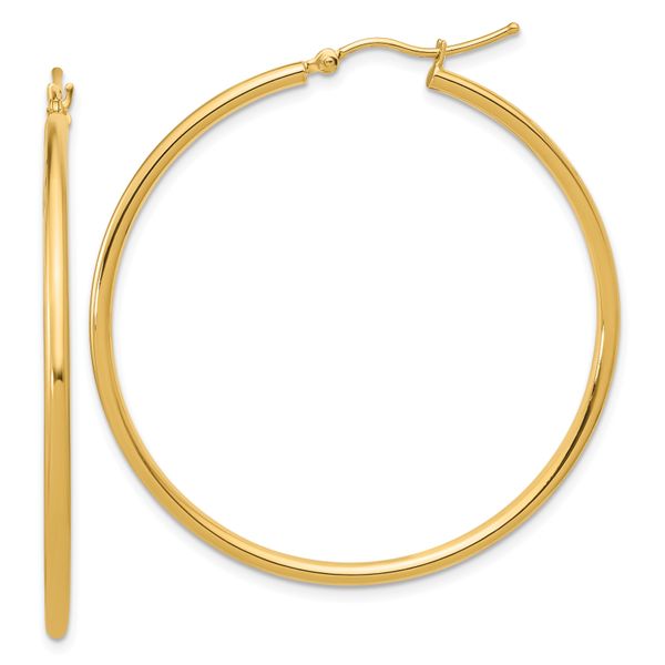 Leslie's 14K 2mm Polished Hinged Hoop Earrings