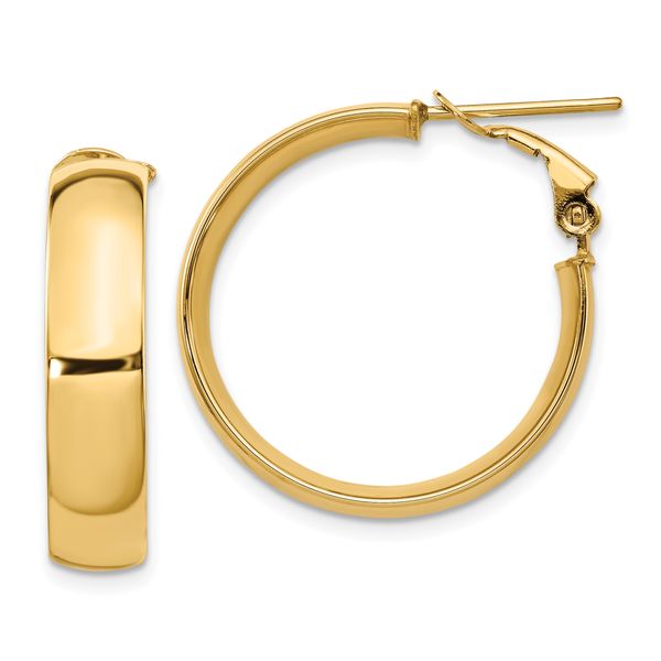 Leslie's 14K 6mm High Polished Omega Back Hoop Earrings