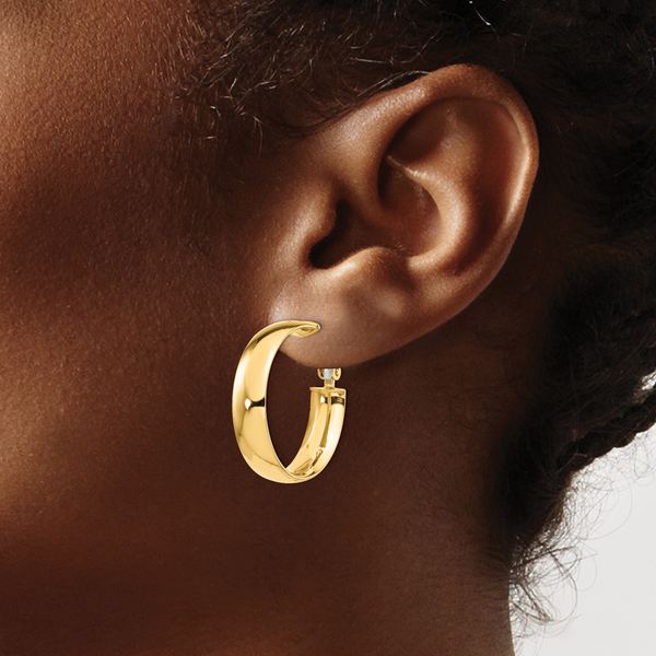 Leslie's 14K 6mm High Polished Omega Back Hoop Earrings - Image 3