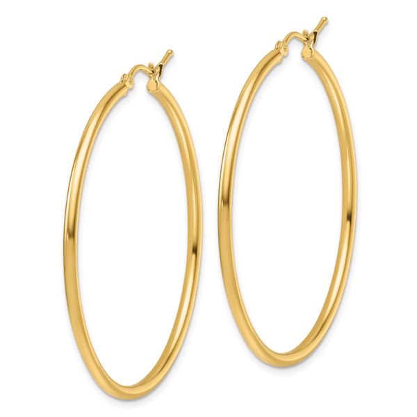 Leslie's 14K 2mm Polished Hinged Hoop Earrings - Image 2