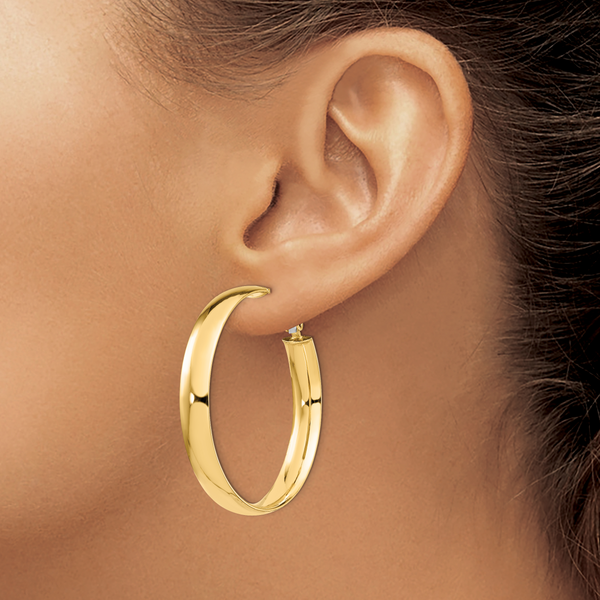 Leslie's 14K 6mm High Polished Omega Back Hoop Earrings - Image 3