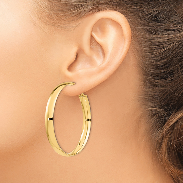 Leslie's 14K 6mm High Polished Omega Back Hoop Earrings - Image 3