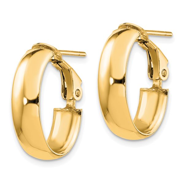 Leslie's 14K 6mm High Polished Oval Omega Hoop Earrings - Image 2