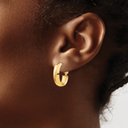 Leslie's 14K 6mm High Polished Oval Omega Hoop Earrings - Image 3