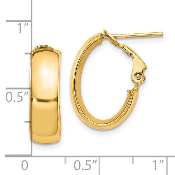 Leslie's 14K 6mm High Polished Oval Omega Hoop Earrings - Image 4