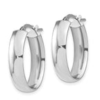 Leslie's 14k with White Rhodium Plating 6mm Polished Oval Hoop Earrings - Image 2
