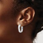 Leslie's 14k with White Rhodium Plating 6mm Polished Oval Hoop Earrings - Image 3