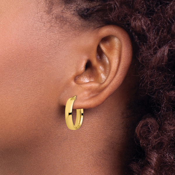 Leslie's 14K 6mm High Polished Oval Hoop Earrings - Image 3
