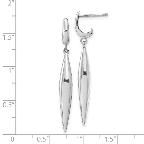 14k White Gold Polished Dangle Earrings - Image 4