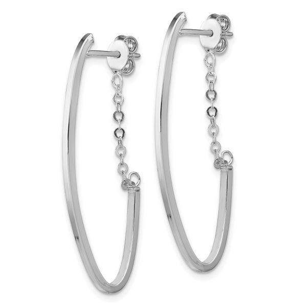 14k with Rhodium Plating Polished Hoop Earrings - Image 2