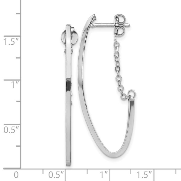 14k with Rhodium Plating Polished Hoop Earrings - Image 4