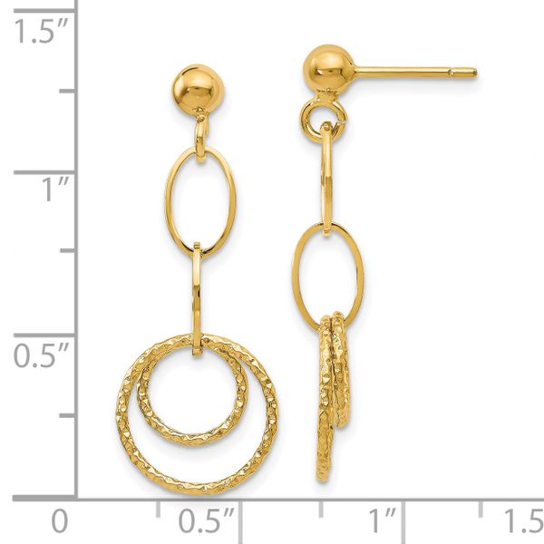 Leslie's 14K Polished and Textured Post Dangle Earrings - Image 4