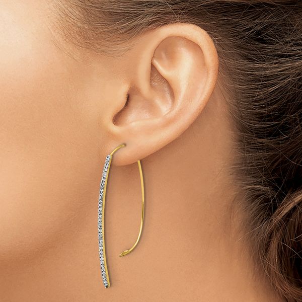 Leslie's 14k Polished Crystal Threader Earrings - Image 3