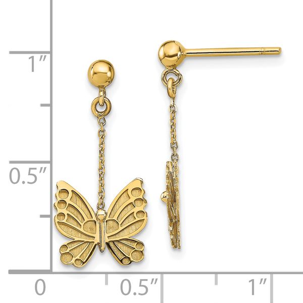 Leslie's 14k Polished and Brushed Butterfly Earrings - Image 4
