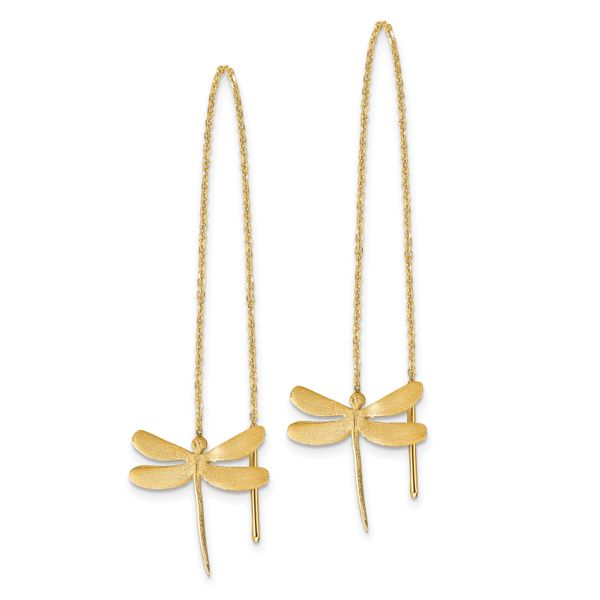 Leslie's 14k Polished Brushed Dragonfly Threader Earrings - Image 2