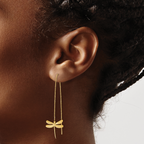 Leslie's 14k Polished Brushed Dragonfly Threader Earrings - Image 3