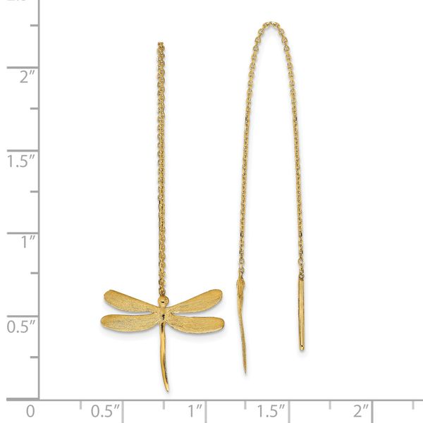 Leslie's 14k Polished Brushed Dragonfly Threader Earrings - Image 4
