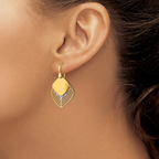 14k White Rhodium Polished Brushed D/C Dangle Earrings - Image 3
