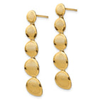 14K Polished and Brushed Post Dangle Earrings - Image 2