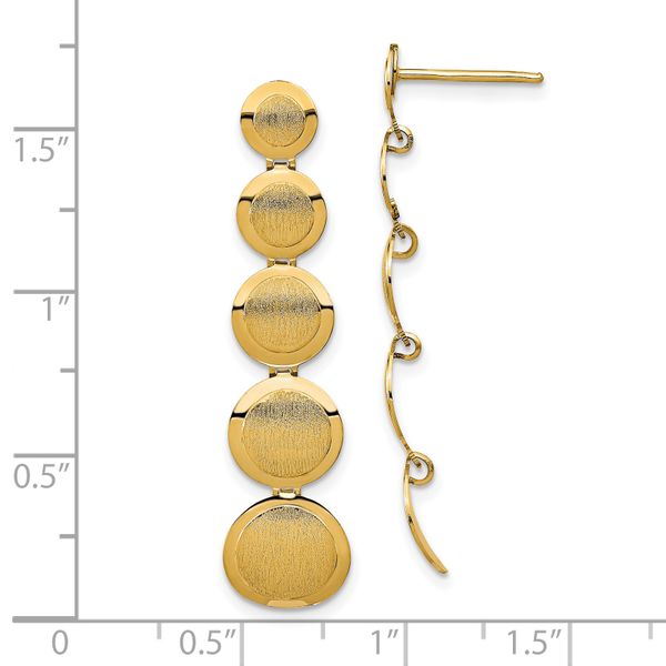 14K Polished and Brushed Post Dangle Earrings - Image 4