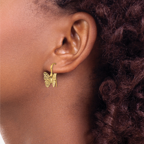 Leslie's 14K Polished Filigree Butterfly Earrings - Image 3