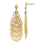 14K Polished and Textured Post Dangle Earrings