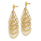 14K Polished and Textured Post Dangle Earrings - Image 2