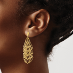 14K Polished and Textured Post Dangle Earrings - Image 3