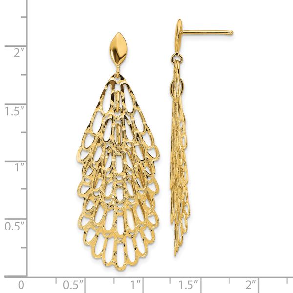 14K Polished and Textured Post Dangle Earrings - Image 4